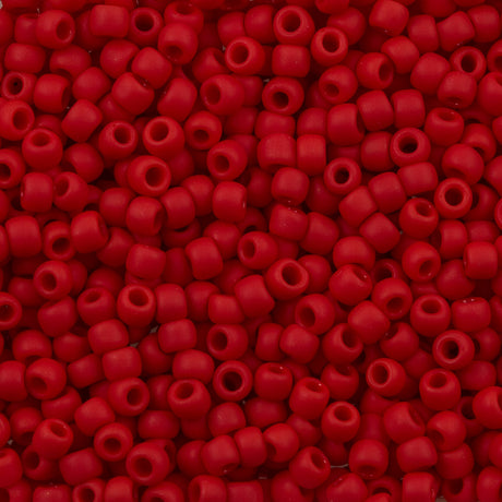 50g Toho Round Seed Bead 11/0 Opaque Matte Orange Red (45AF)