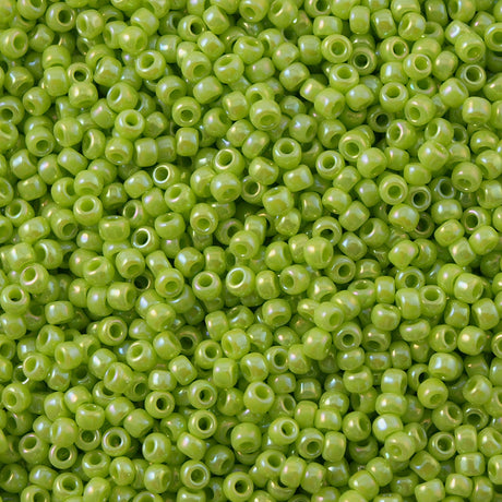 50g Toho Round Seed Bead 8/0 Opaque Sour Apple AB (404)