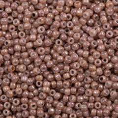 Toho Round Seed Bead 8/0 Opaque Beige Pink Marbled 2.5-inch tube (1201)