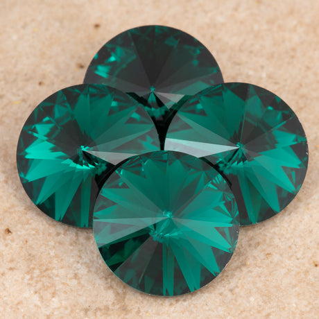 Four TRUE CRYSTAL 12mm Rivoli Emerald (205)
