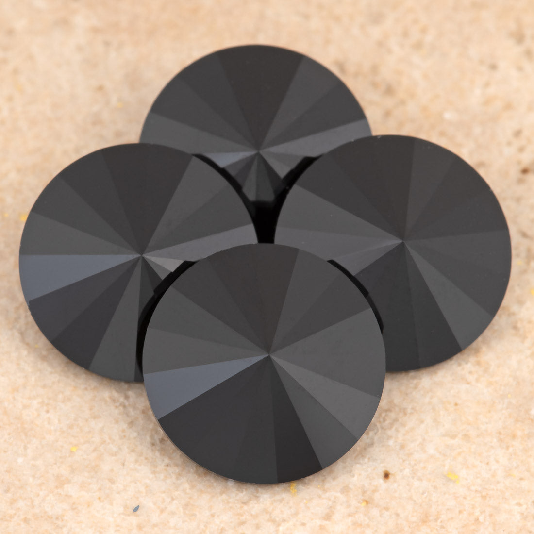 Four TRUE CRYSTAL 12mm Rivoli Jet (280)