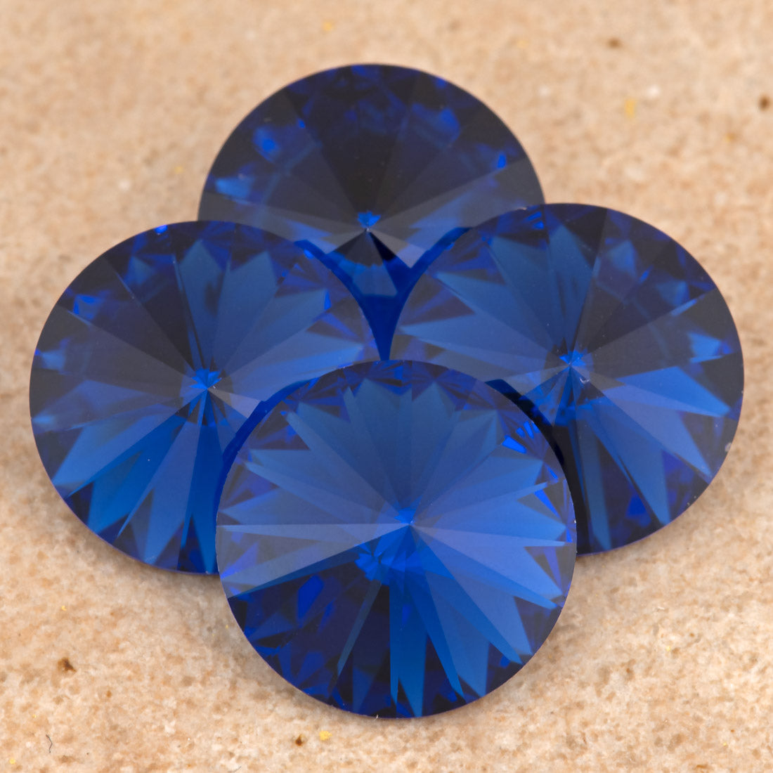 Four TRUE CRYSTAL 14mm Rivoli Dark Sapphire (1404)