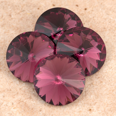 Four TRUE CRYSTAL 12mm Rivoli Amethyst (204)