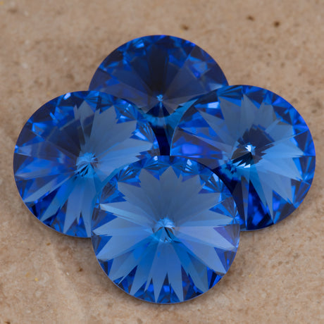 Four TRUE CRYSTAL 14mm Rivoli Sapphire (206)