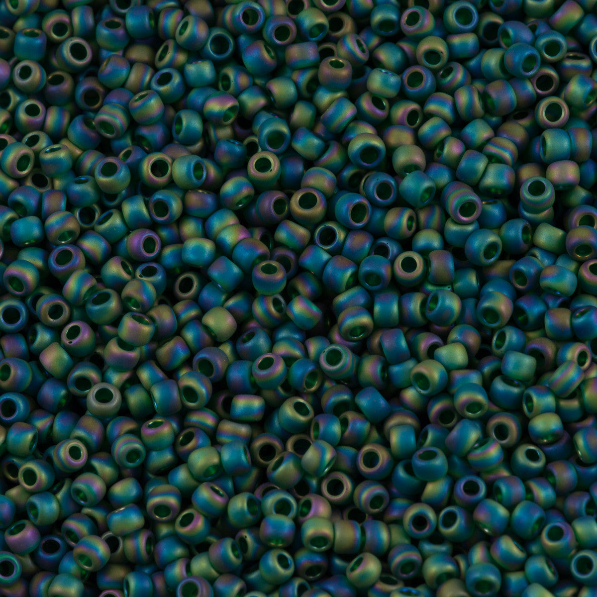 Toho Round Seed Bead 11/0 Transparent Matte Emerald AB 2.5-inch Tube (179F)