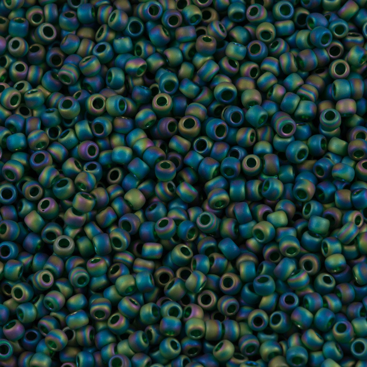 50g Toho Round Seed Beads 11/0 Transparent Matte Emerald AB (179F)