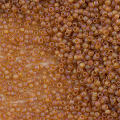 Toho Round Seed Bead 15/0 Transparent Matte Dark Amber AB 2.5-inch Tube (162CF)