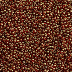 Miyuki Round Seed Bead 11/0 Dark Red Gold Luster 22g Tube (309)