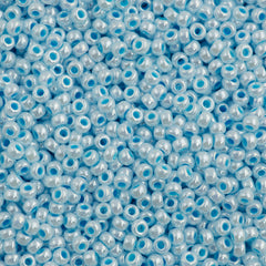 Miyuki Round Seed Bead 8/0 Aqua Lined White Pearl 22g Tube (430)