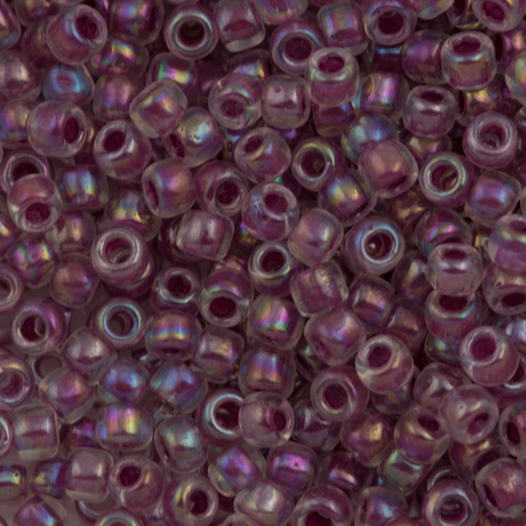 Toho Round Seed Bead 6/0 Inside Color Lined Raspberry AB 2.5-inch tube (771)