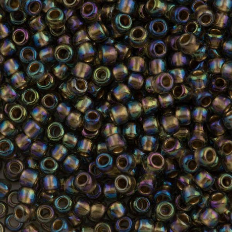 Toho Round Seed Bead 8/0 Inside Color Lined Gold Grey 2.5-inch tube (999)