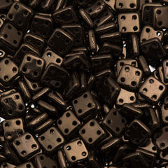 CzechMates 6mm Four Hole Quadratile Dark Bronze Beads 15g (14415)