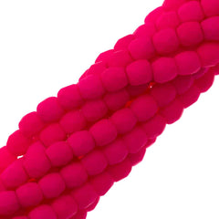 100 Czech Fire Polished 3mm Round Bead Neon Pink (25123)