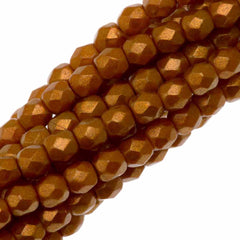 100 Czech Fire Polished 3mm Round Bead Halo Ethereal Sandalwood (29253P)