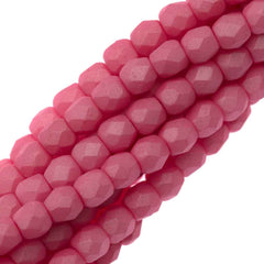 100 Czech Fire Polished 3mm Round Bead Saturated Pink (29560)