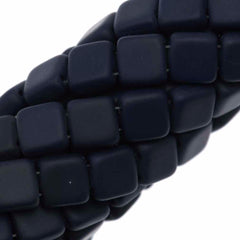 50 CzechMates 6mm Two Hole Tile Beads Matte Navy (33410M)