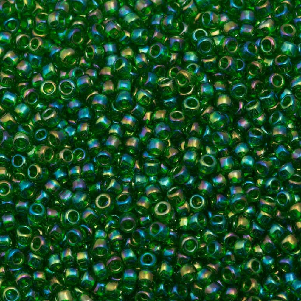 50g toho Round Seed Bead 8/0 Transparent Green AB (167B)