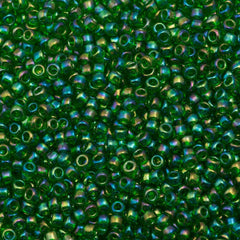 Toho Round Seed Bead 8/0 Transparent Green AB 2.5-inch tube (167B)