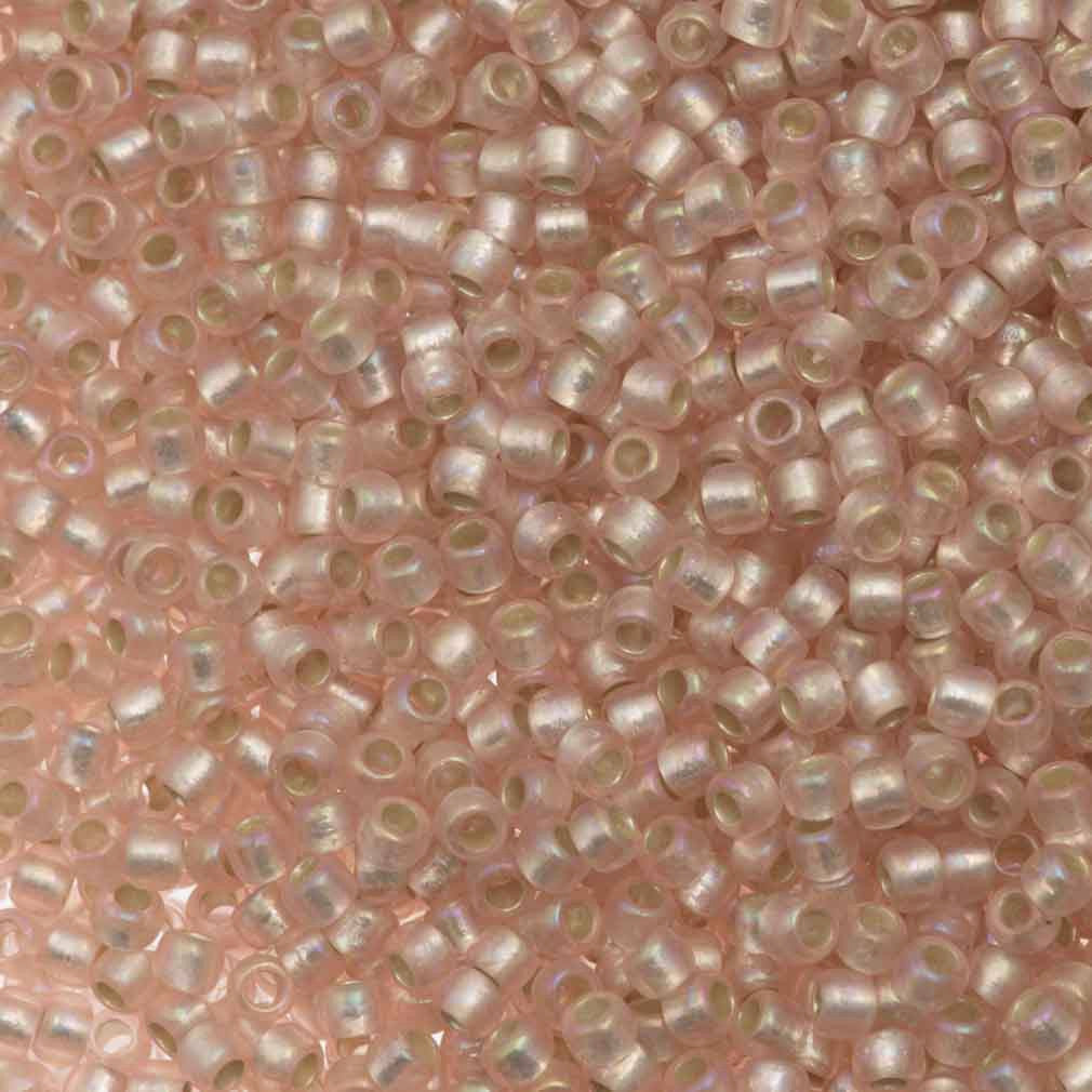 Toho Round Seed Bead 8/0 Matte Silver Lined Champagne AB 2.5-inch tube (2031F)