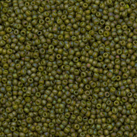 50g Toho Round Seed Bead 11/0 Semi-Glazed Olive AB (2631F)