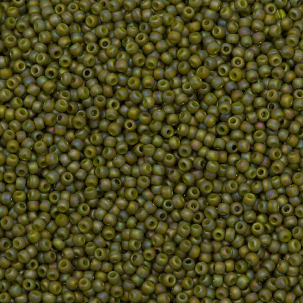 50g Toho Round Seed Bead 11/0 Semi-Glazed Olive AB (2631F)