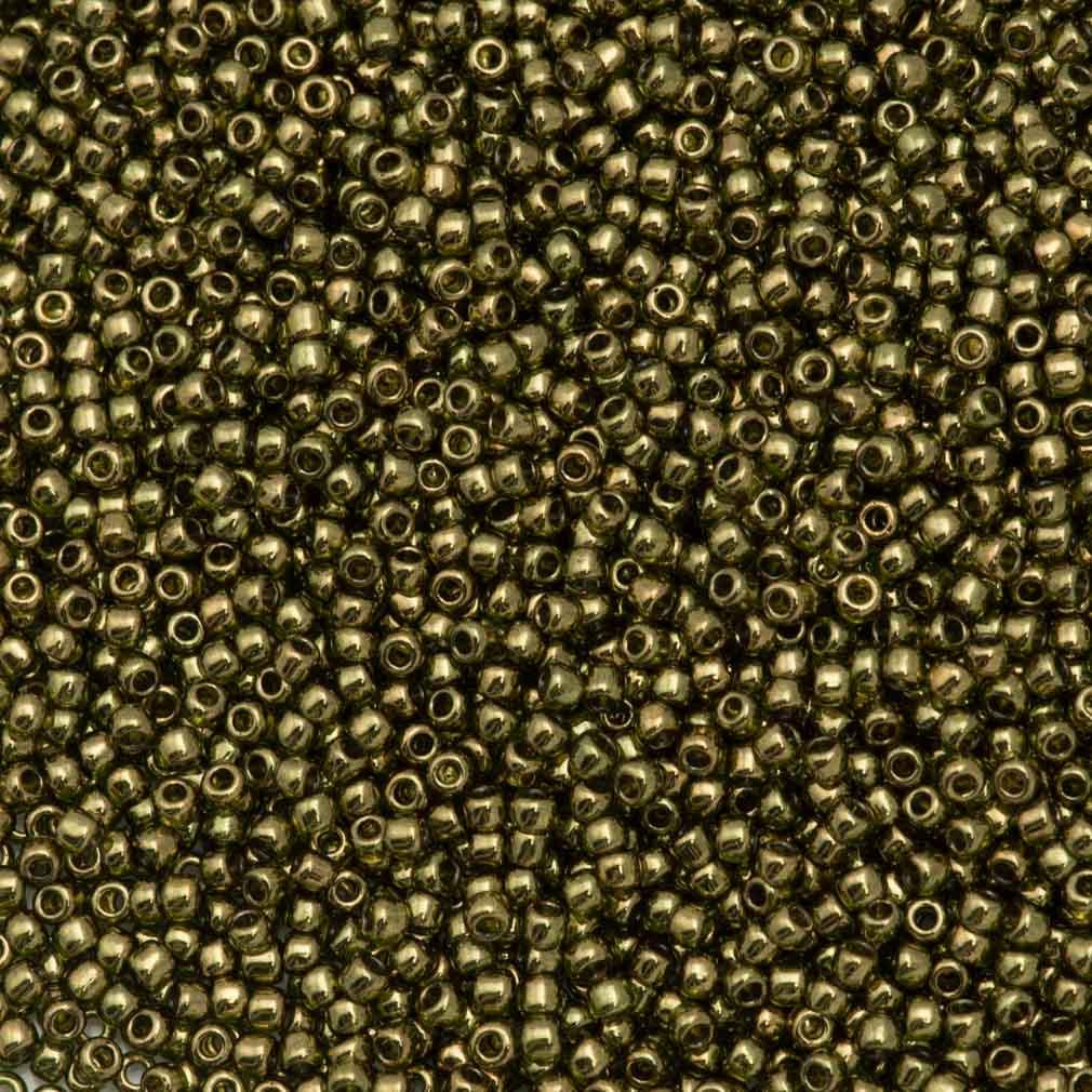 50g Toho Round Seed Bead 11/0 Gold Luster Prairie Green (324)