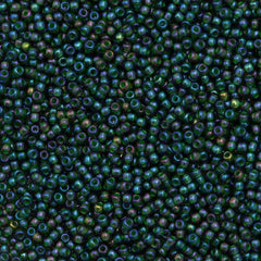 50g Toho Round Seed Bead 11/0 Montana Blue Inside Color Lined Green AB (384)