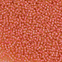 50g Toho Round Seed Bead 11/0 Jonquil Inside Color Lined Coral (956)