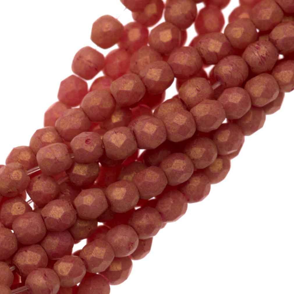 100 Czech Fire Polished 2mm Round Bead Pacifica Watermelon (10010PS)