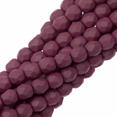 100 Czech Fire Polished 4mm Round Bead Saturated Lavender (29565)