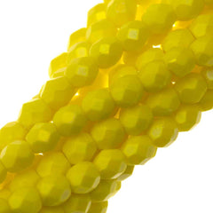 100 Czech Fire Polished 4mm Round Bead Matte Custard Luster Iris (83120MLR)