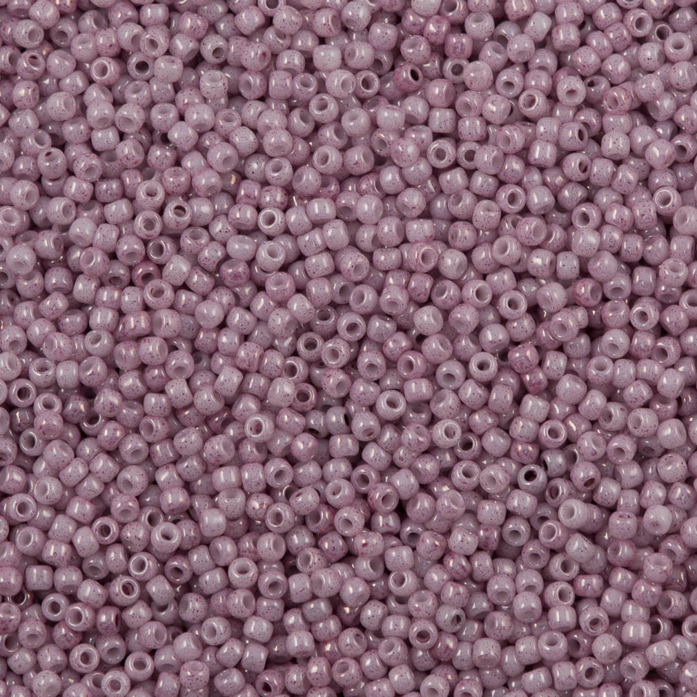 50g Toho Round Seed Beads 11/0 Opaque White Pink Marbled (1200)
