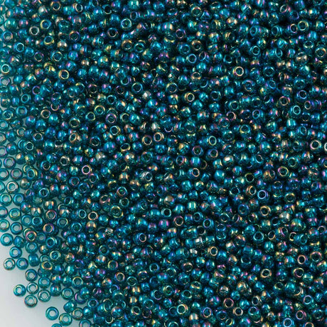 50g Toho Round Seed Bead 11/0 Transparent Teal AB (167BD)