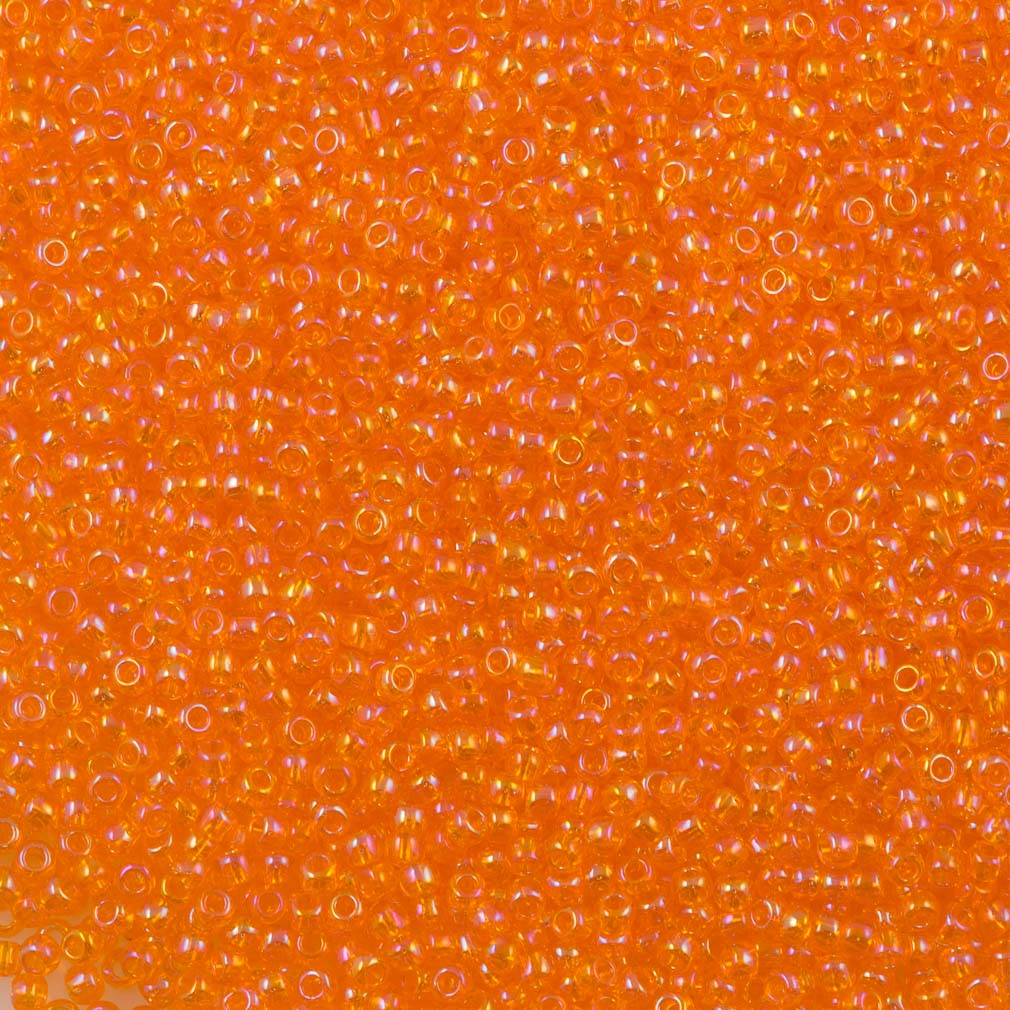 50g Toho Round Seed Bead 11/0 Transparent Dark Orange AB (174B)