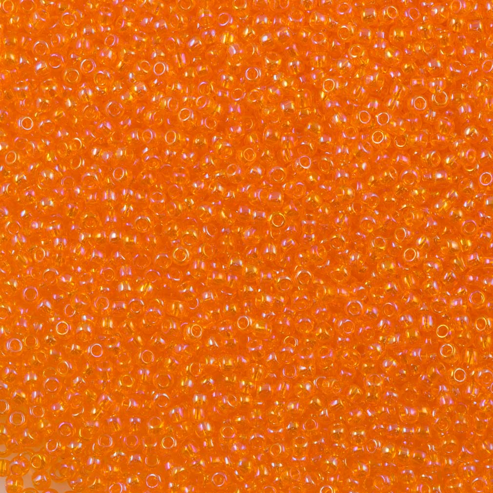 50g Toho Round Seed Bead 11/0 Transparent Dark Orange AB (174B)