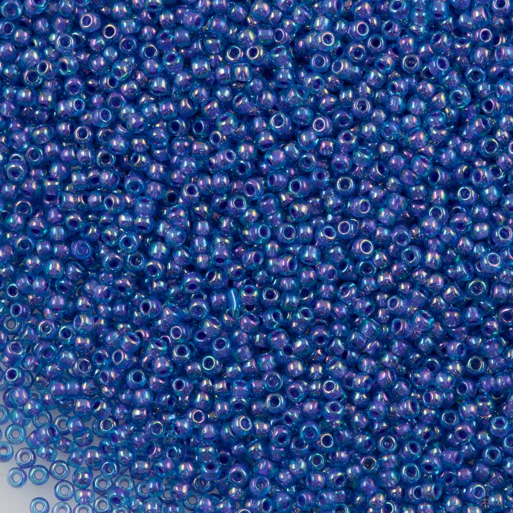 50g Toho Round Seed Beads 11/0 Purple Lined Cobalt AB (1837)