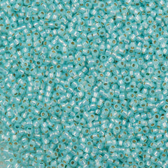 50g Toho Round Seed Bead 11/0 PermaFinish Silver Lined Milky Light Aqua (2116PF)
