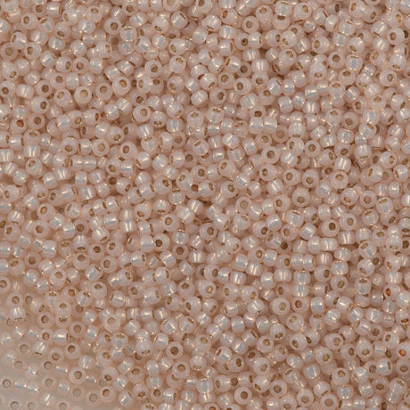 50g Toho Round Seed Bead 11/0 Permanent Finish Silver Lined Milky Peach (2126PF)