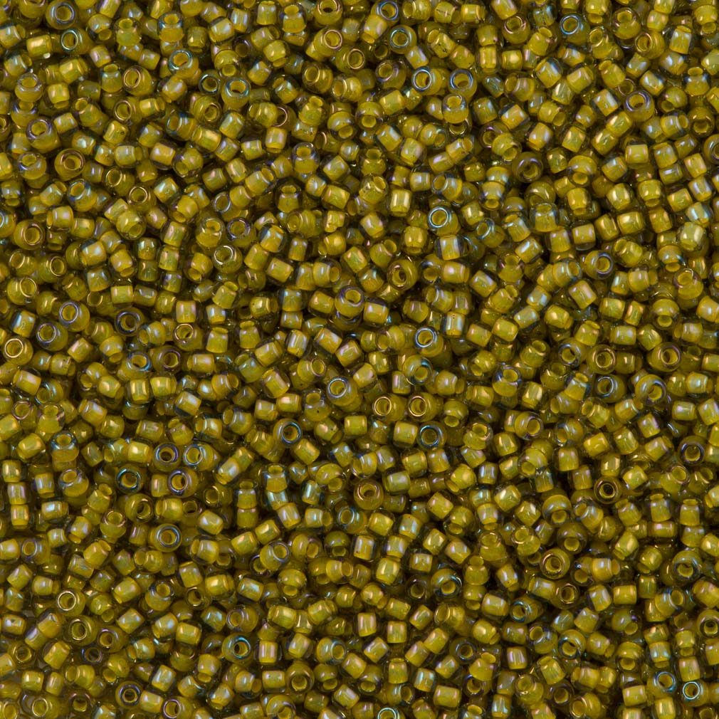 50g Toho Round Seed Beads 11/0 Inside Color Lined Yellow Green (246)
