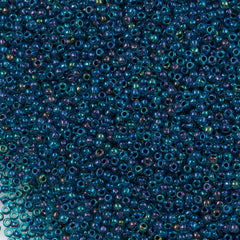 50g Toho Round Seed Beads 11/0 Inside Color Lined Aqua Jet (248)