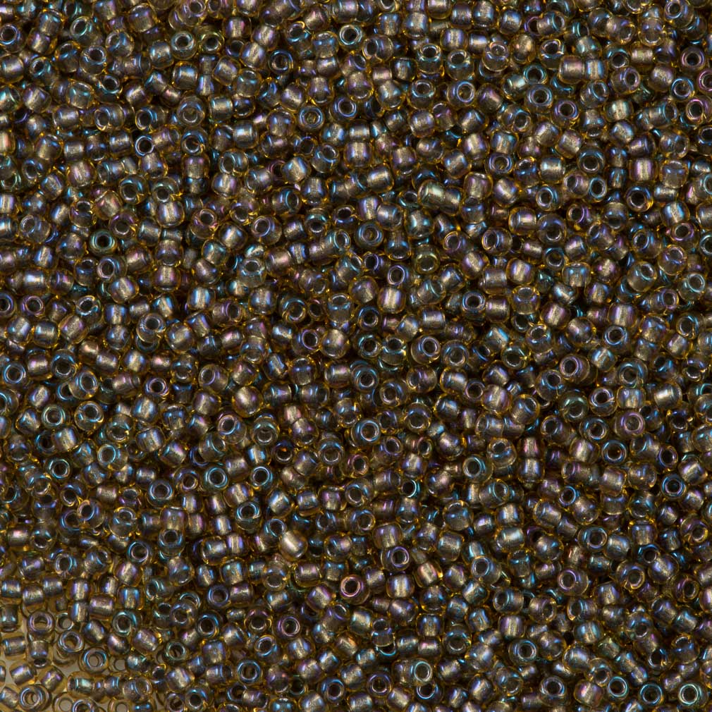 50g Toho Round Seed Beads 11/0 Inside Color Lined Light Topaz Olivine (281)