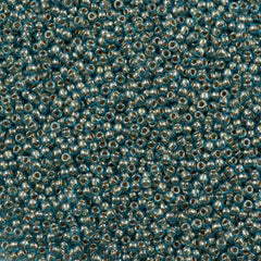 Toho Round Seed Bead 11/0 Inside Color Lined Gold Aqua (990)