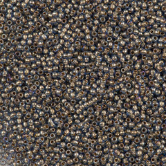 50g Toho Round Seed Beads 11/0 Inside Color Lined Gold Light Montana Blue (992)