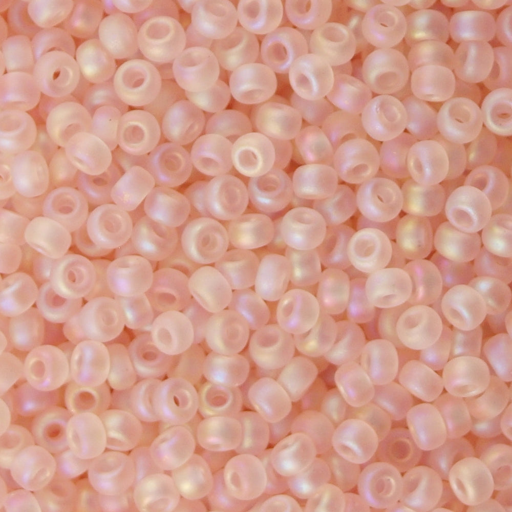 Miyuki Round Seed Bead 11/0 Matte Transparent Pale Pink AB (155FR)