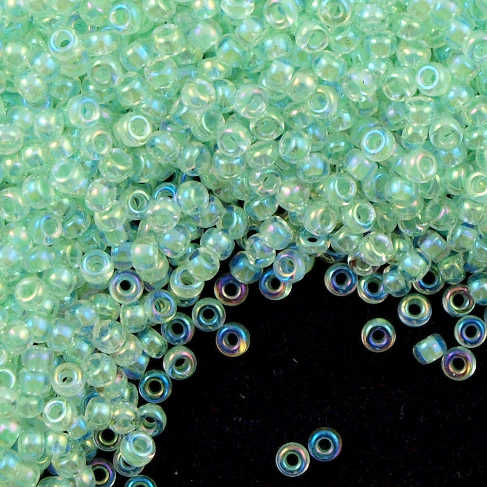 Miyuki Round Seed Bead 8/0 Inside Color Lined Mint AB 22g Tube (271)