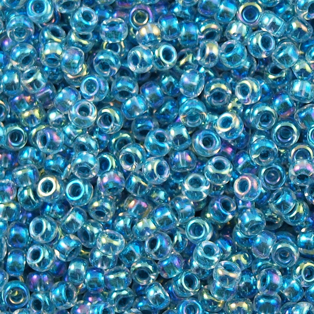 Miyuki Round Seed Bead 6/0 Inside Color Lined Light Blue AB 20g Tube (279)