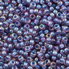 Miyuki Round Seed Bead 8/0 Aqua Lined Amethyst AB 22g Tube (360)