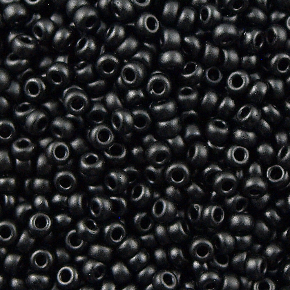 Miyuki Round Seed Bead 8/0 Opaque Semi-Matte Black 25g (401SF)