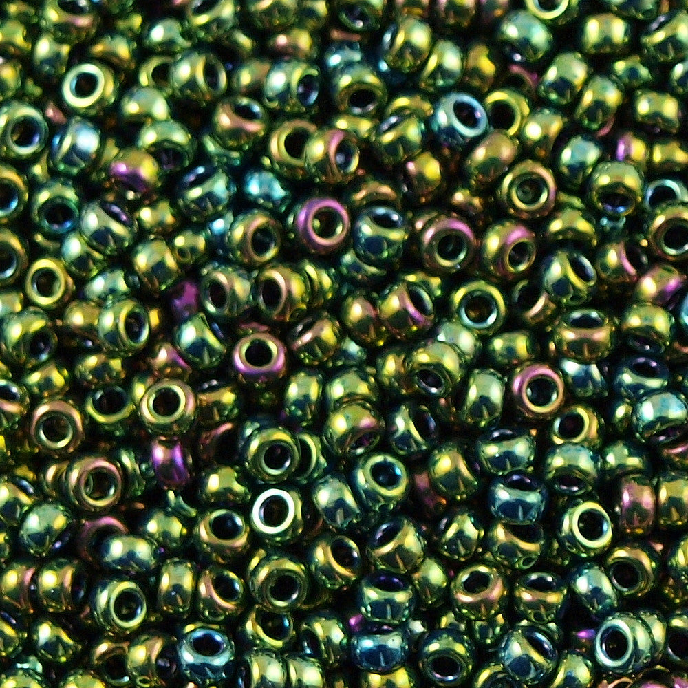 Miyuki Round Seed Bead 8/0 Metallic Dark Green Iris 22g Tube (465)