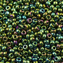 Miyuki Round Seed Bead 8/0 Metallic Dark Green Iris 22g Tube (465)